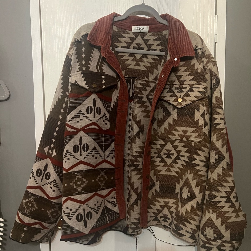 Women’s  Aztec Pattern Jacket - Brown and Red
